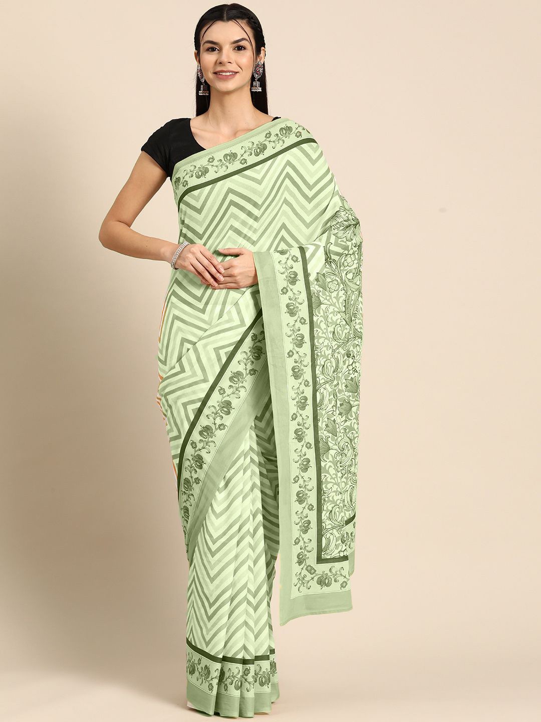 

BUTA BUTI Pure Cotton Saree, Green