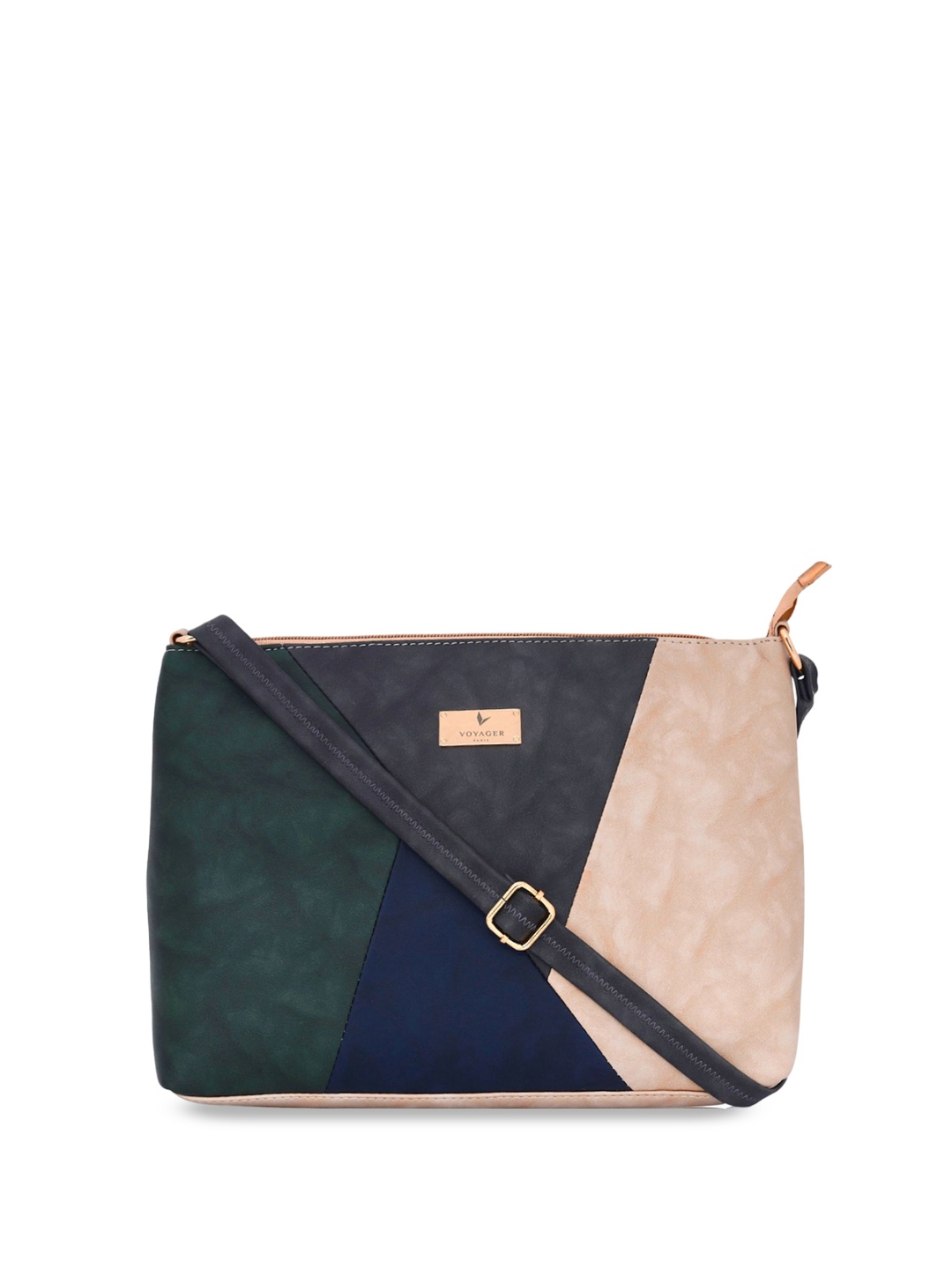 

VOYAGER PARIS Valerie Colourblocked Structured Sling Bag, Cream