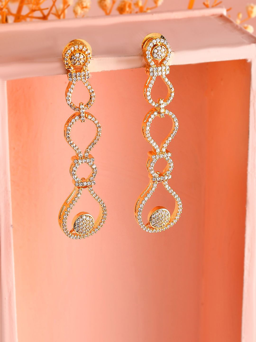 

Voylla American Diamond Gold Plated Drop Earrings