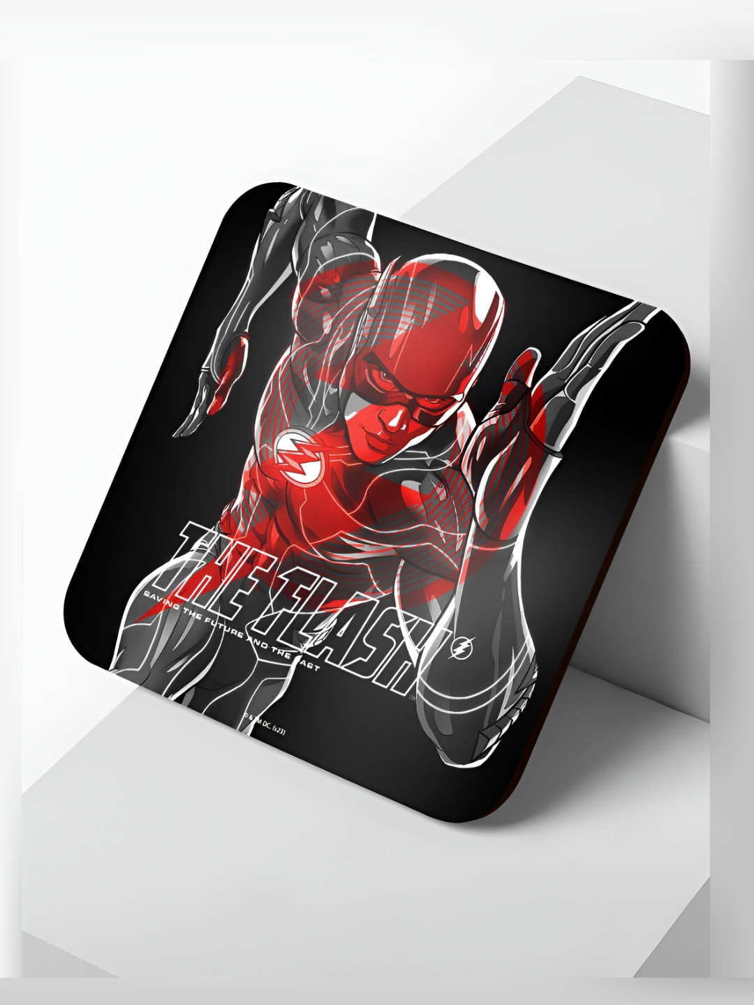 

macmerise Black & Red Printed Square Wooden Coaster