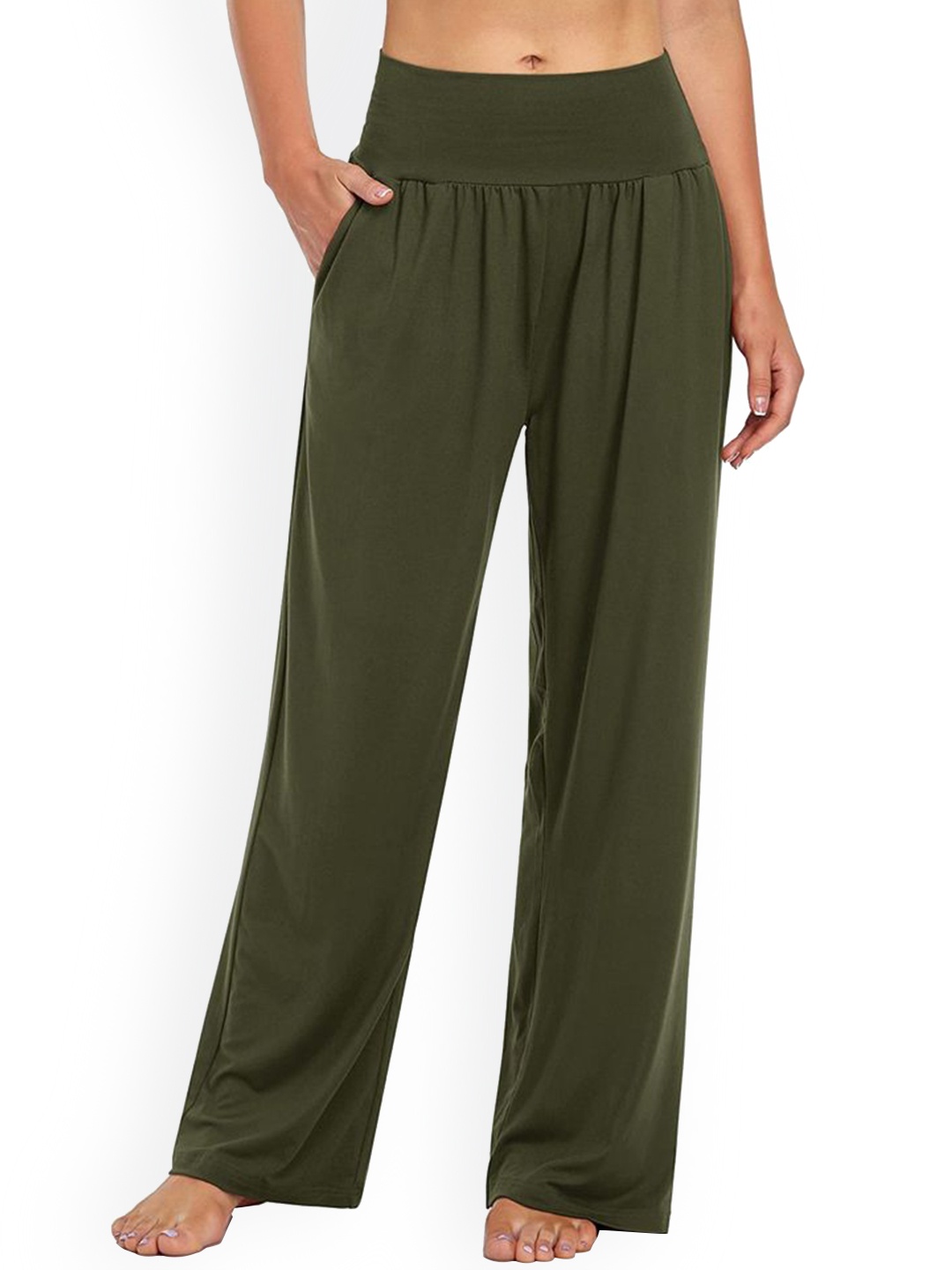 

StyleCast Women Regular Fit High-Rise Pleated Trousers, Green