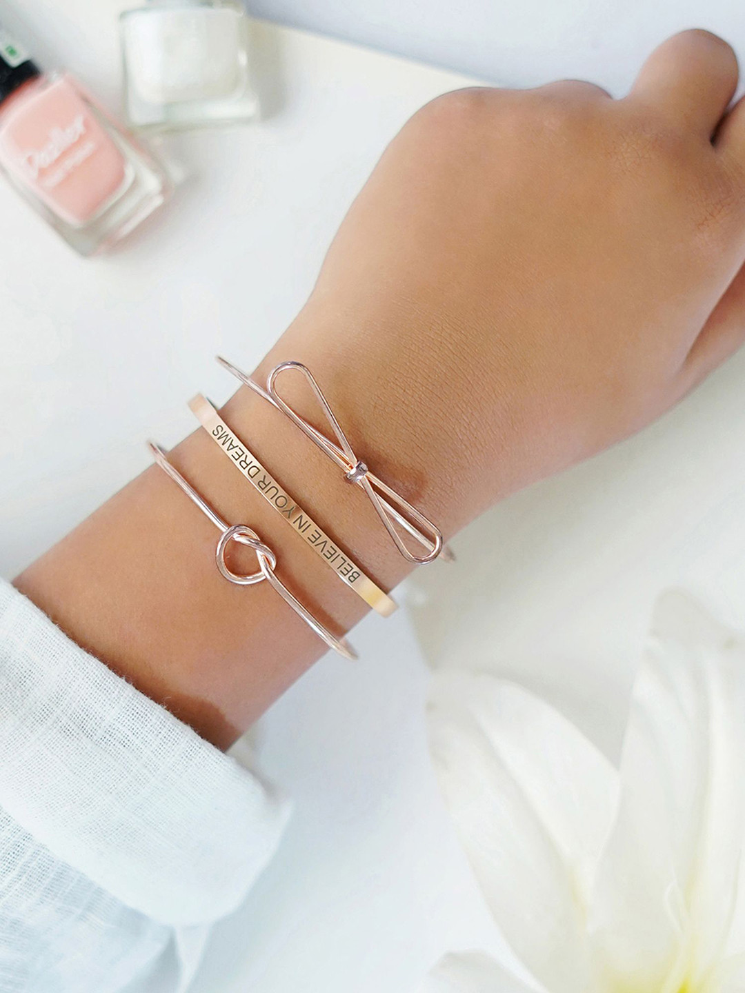 

JOKER & WITCH Set Of 3 Cuff Bracelets, Rose gold