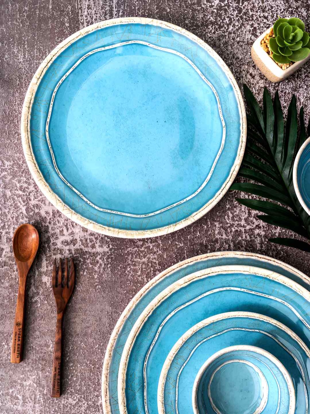 

Servewell Blue & White 6 Pcs Abstarct Printed Melamine Dishwasher Safe Dinner Plate Set