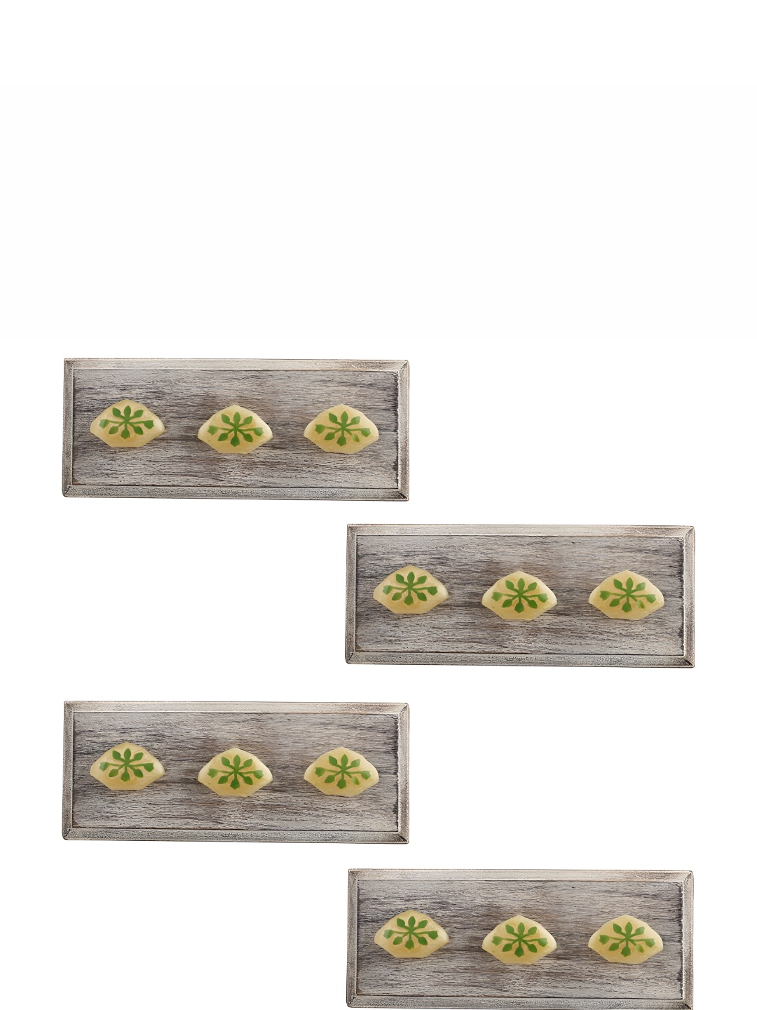 

Indianshelf 4 -Pcs Green & Yellow Printed Metal Utility Hooks