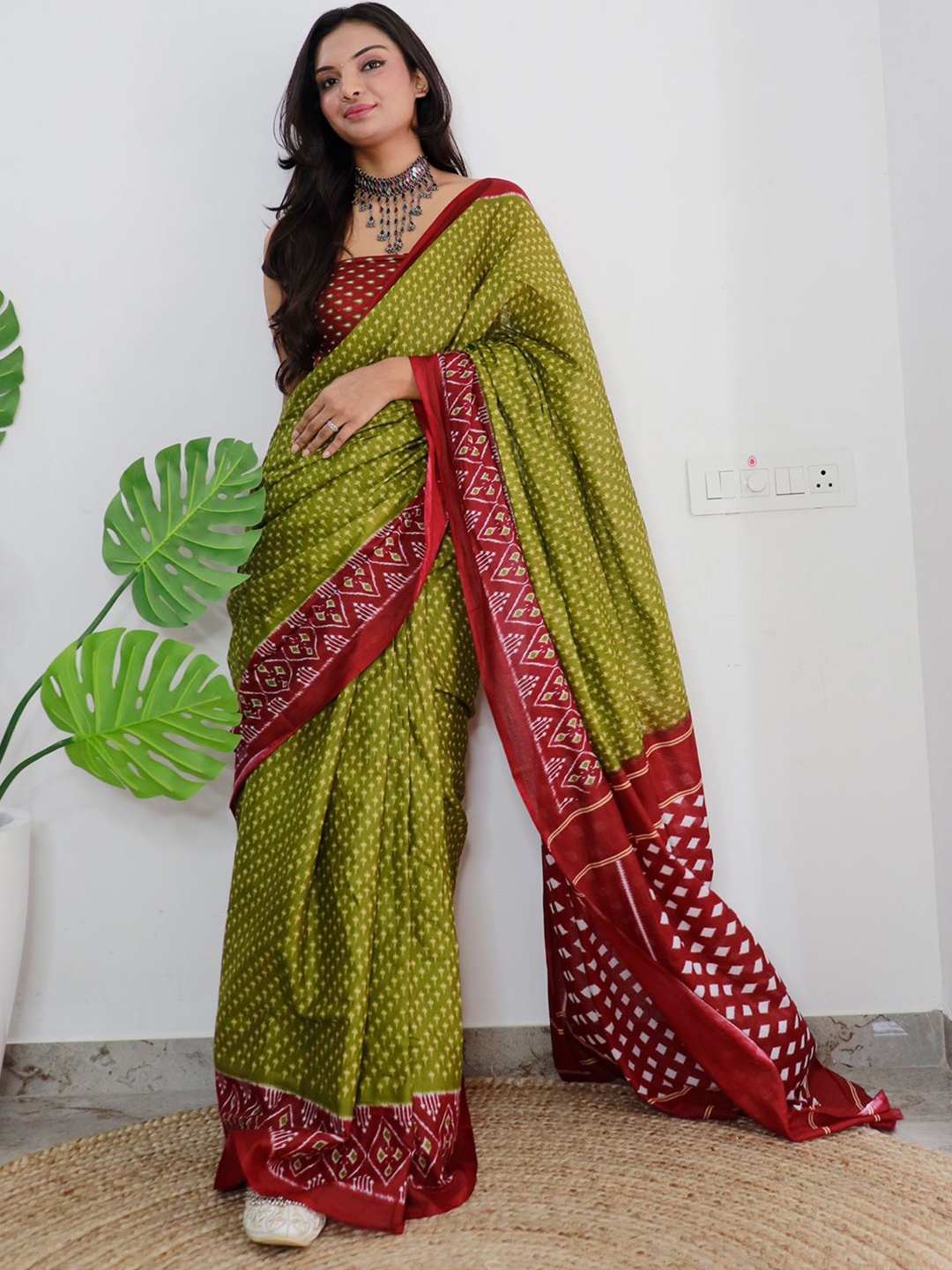 

Saree mall Bagh Bagh Sarees, Olive