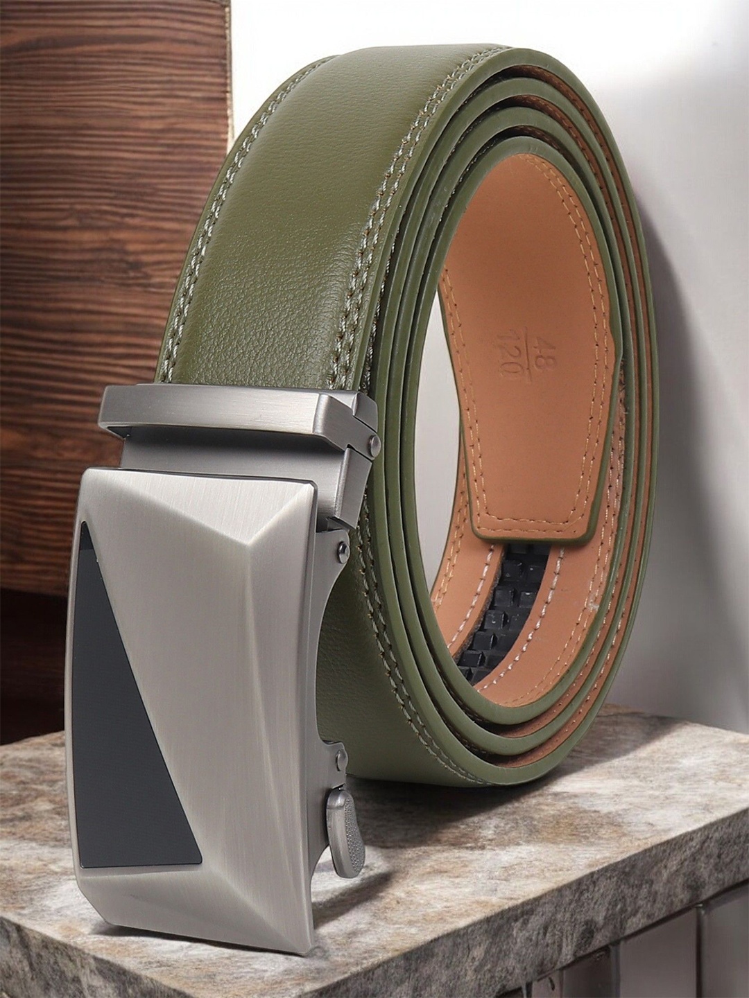 

ZORO Men Leather Formal Belt, Green