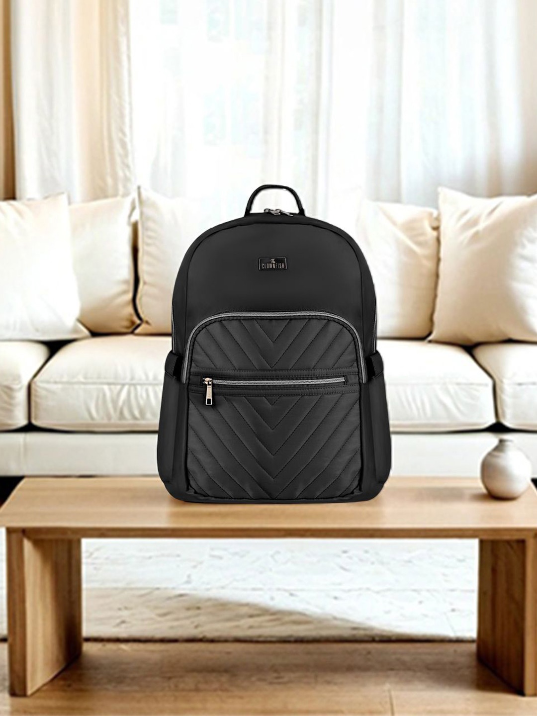 

THE CLOWNFISH Unisex Geometric Backpack, Black