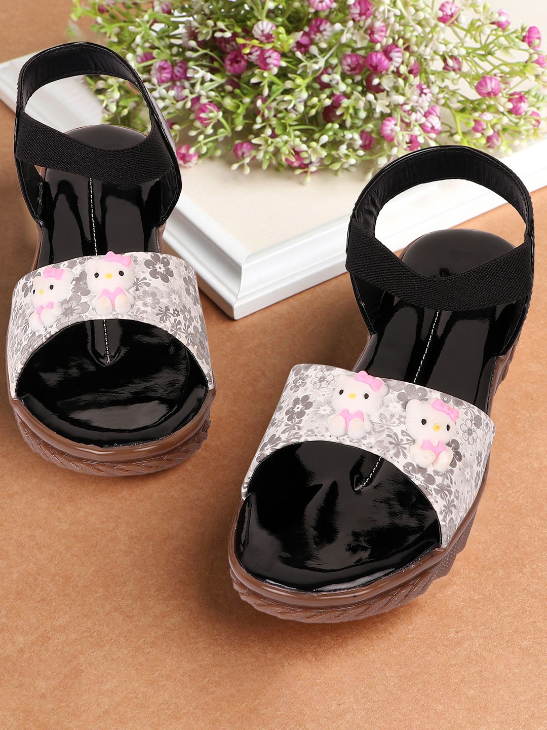 

BAESD Girls Bunny Printed Flats, Black