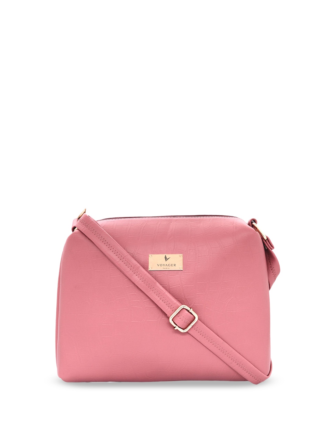 

VOYAGER PARIS Anna Textured Structured Crossbody Sling Bag, Pink