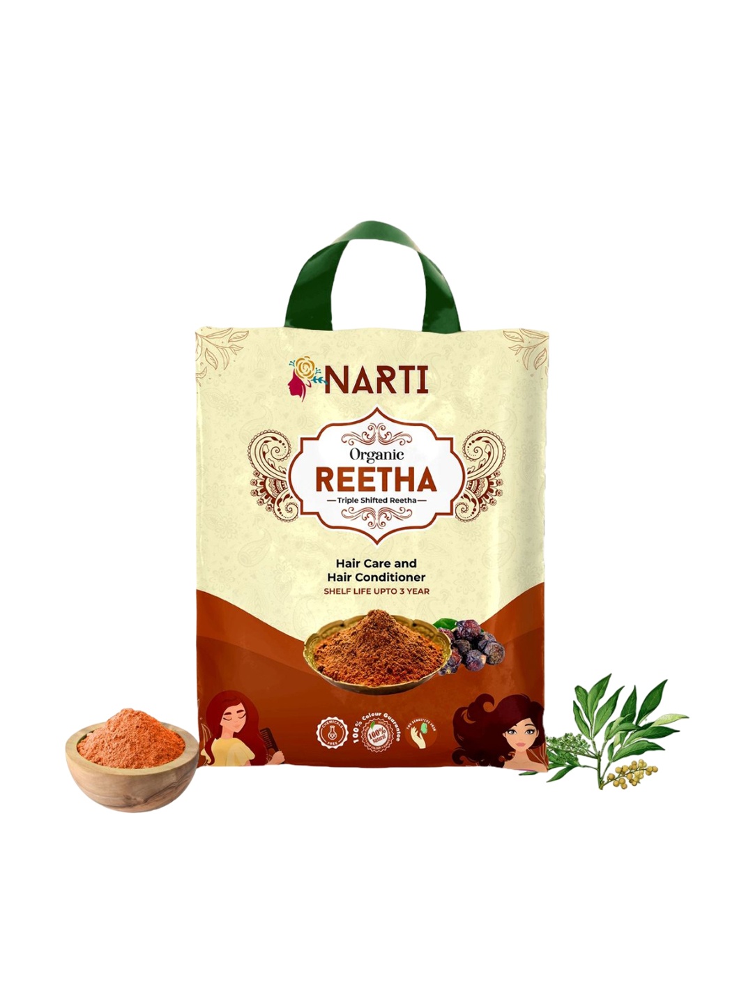 

NARTI Organic Reetha Powder-500g, Brown