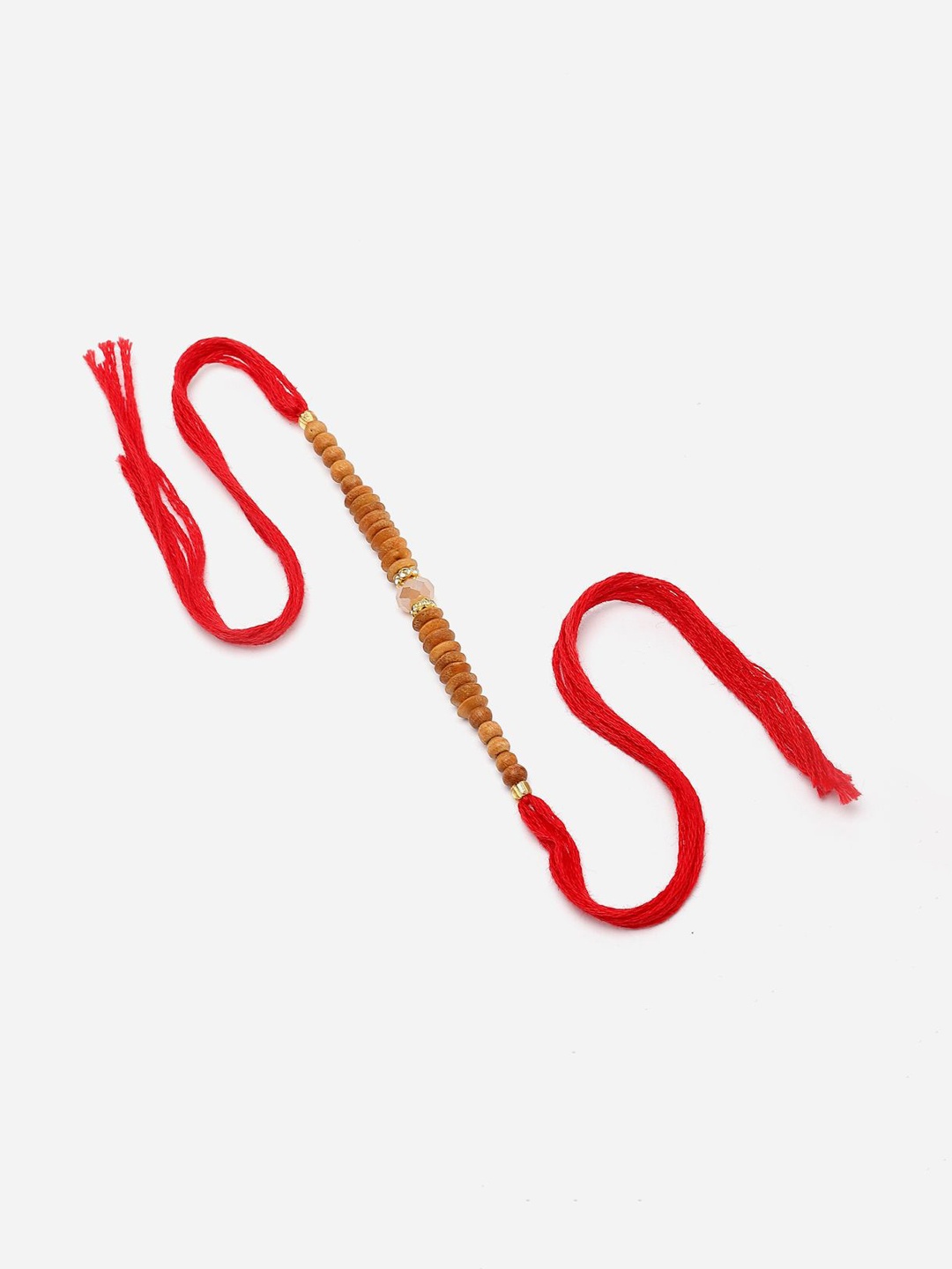 

Anouk Stone Studded & Beaded Thread Rakhi With Roli Chawal, Red
