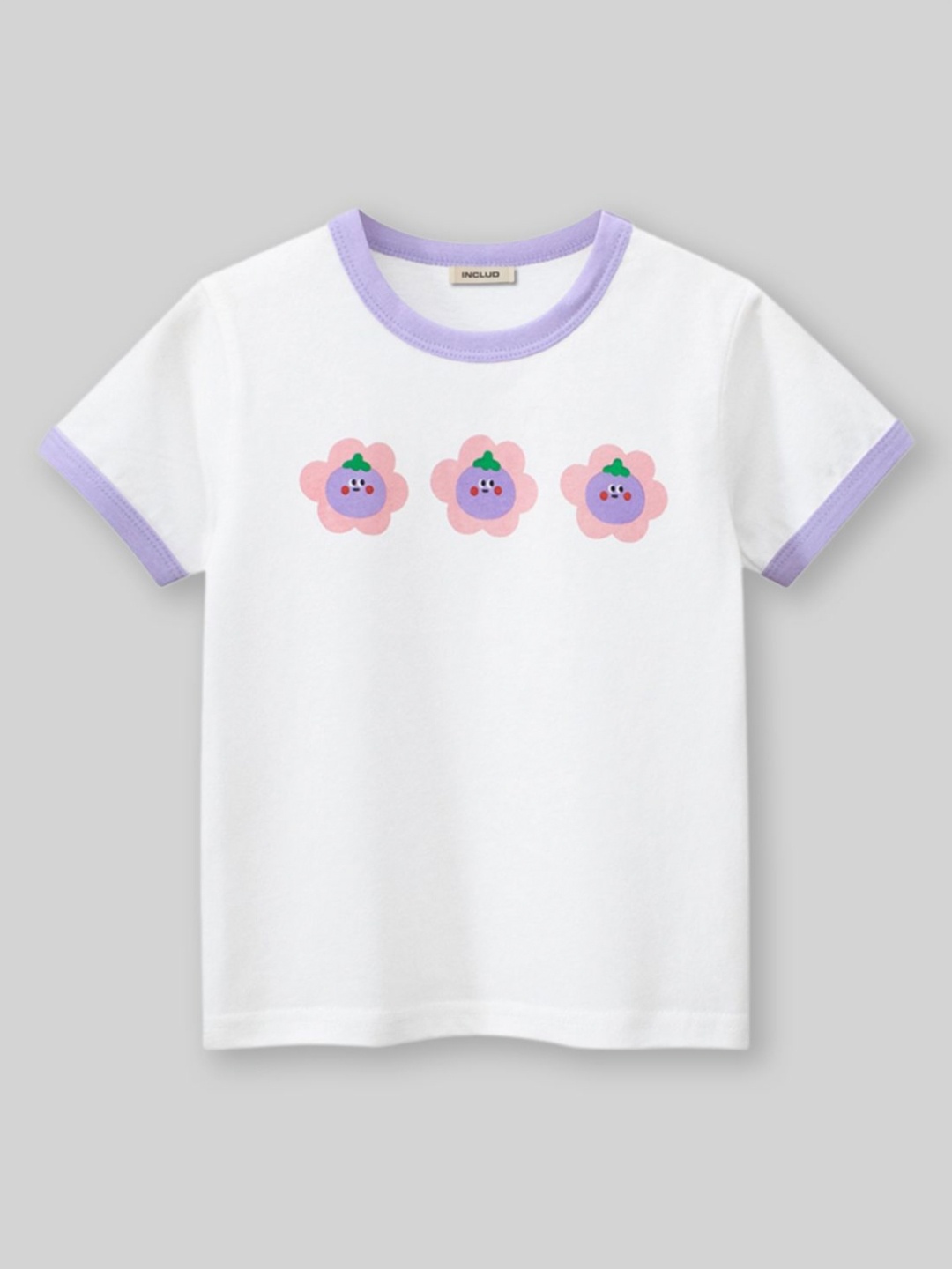 

INCLUD Girls Graphic Printed Round Neck Cotton T-Shirt, White