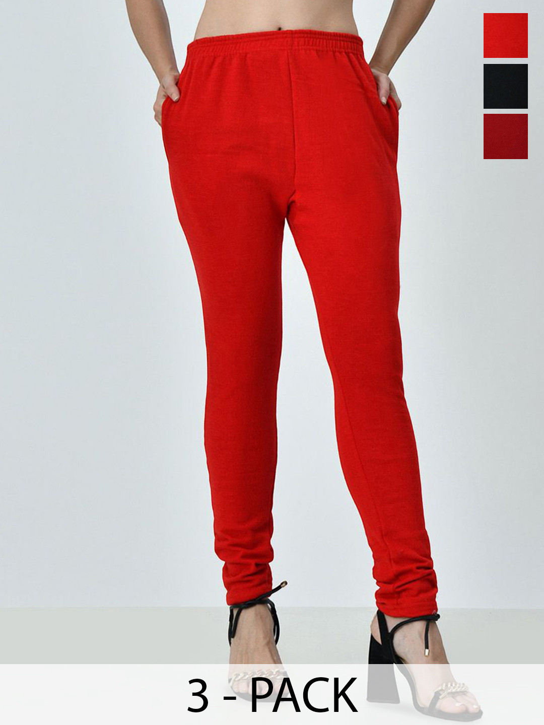 

BAESD Pack Of 3 Woolen Ankle-Length Leggings, Black