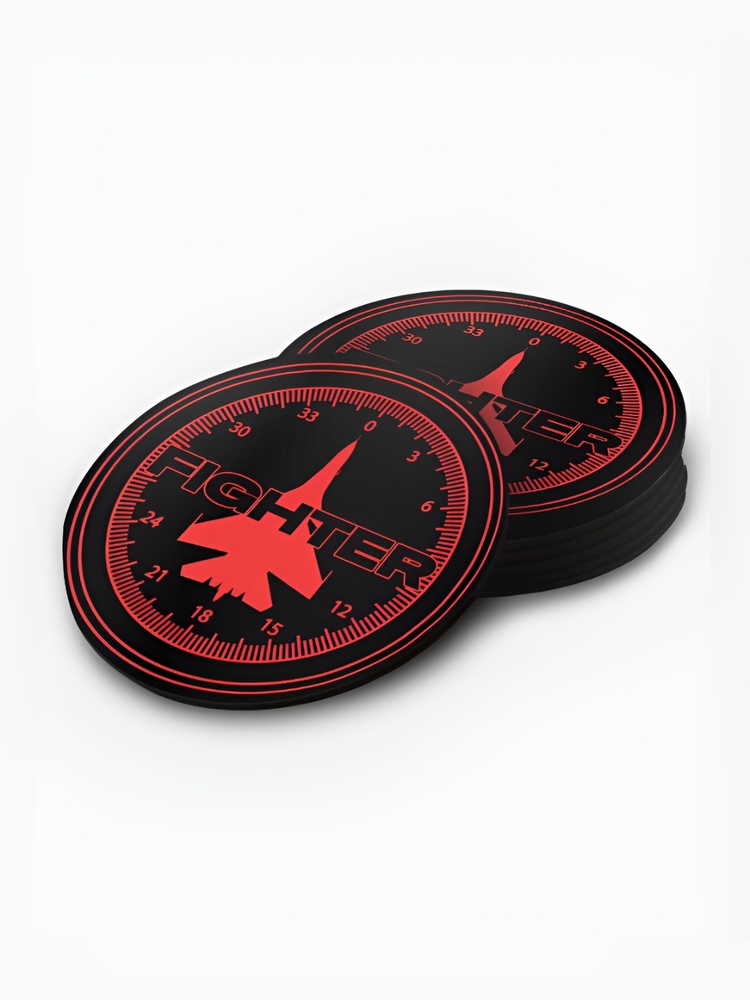 

macmerise Black & Red 6 Pieces Speedobar Printed Wooden Round Coasters