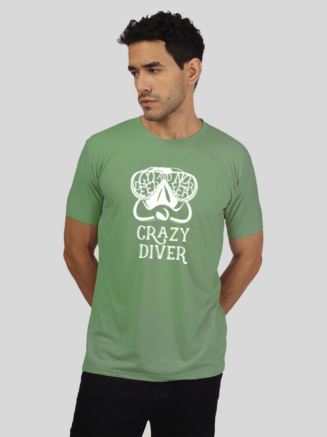 

Greylongg Men Graphic Printed Round Neck T-Shirt, Green