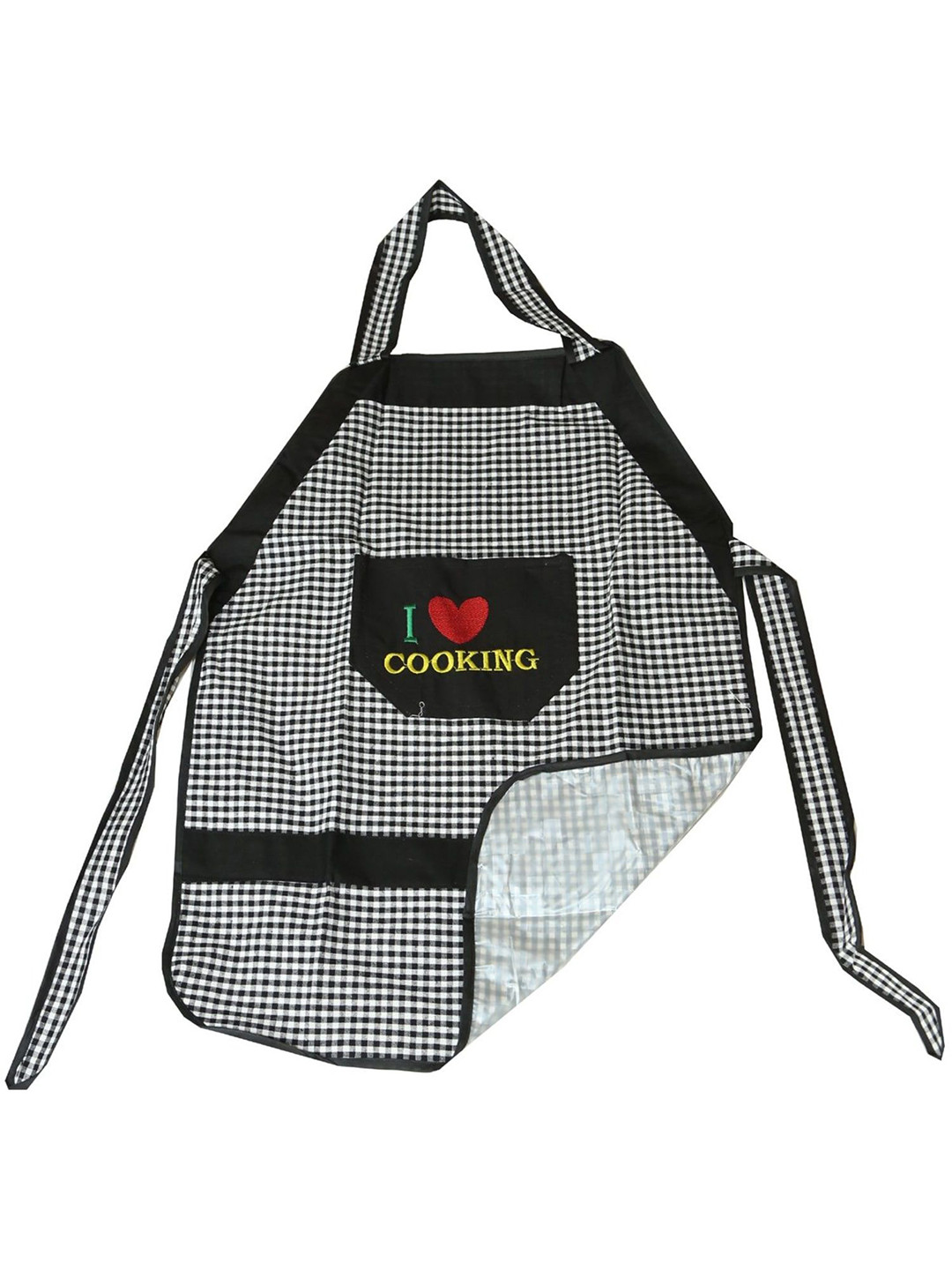 

Kuber Industries Unisex Black & White Checked Pure Cotton Aprons