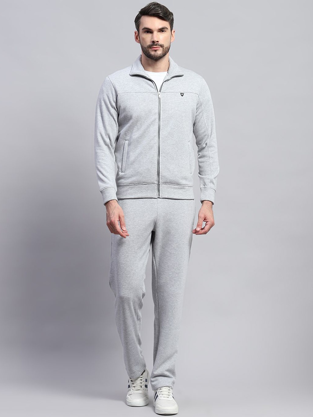 

Monte Carlo Solid Printed Cotton Tracksuit, Grey