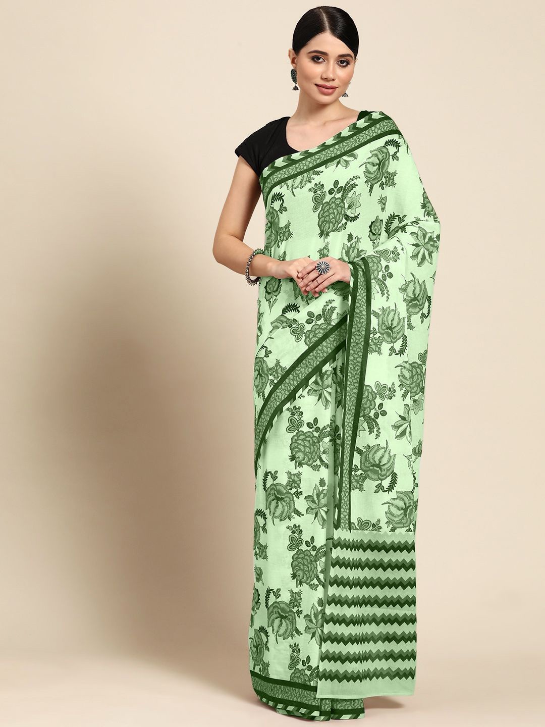 

BUTA BUTI Green Color Floral Printed Saree