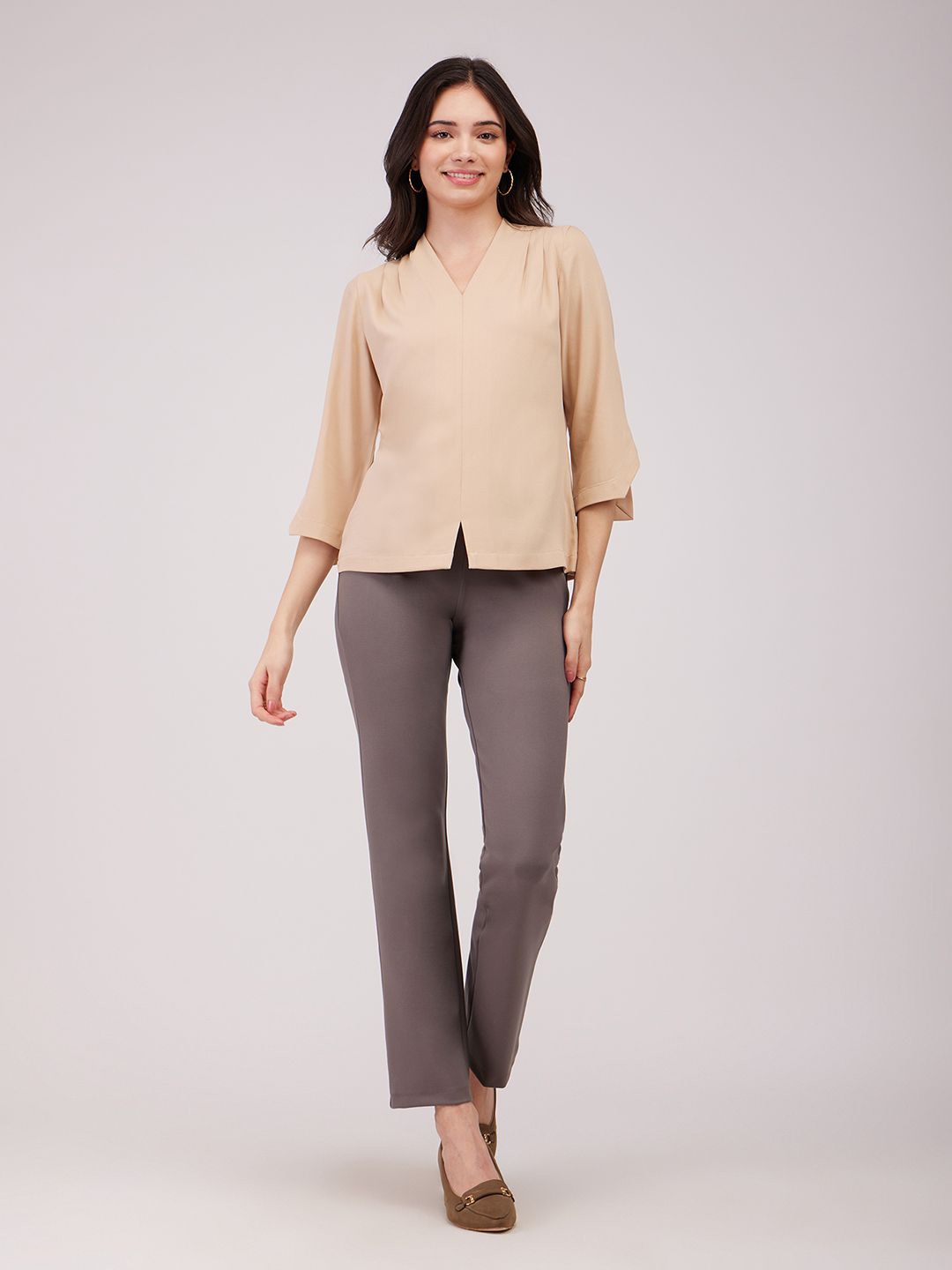

FableStreet Women Bootcut Trouser, Brown
