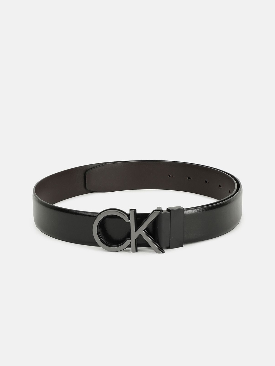 

Calvin Klein Men Solid Leather Push Pin Casual Belt, Black