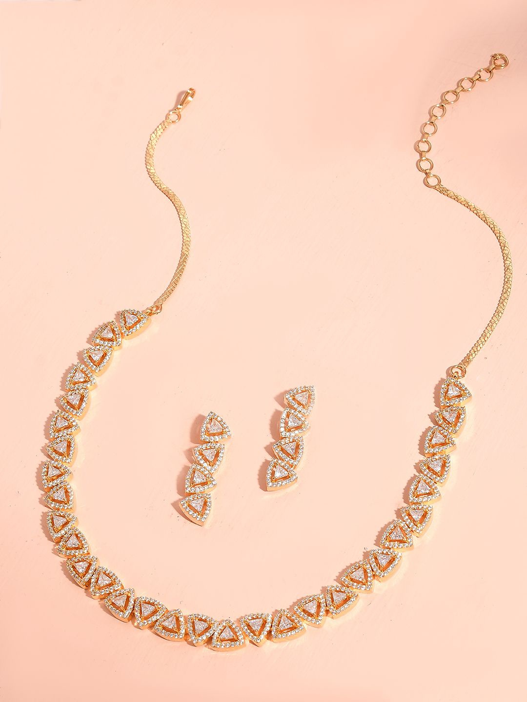 

Voylla Gold-Plated Sparkling Elegance Eternal Grace American Diamond Jewellery Set