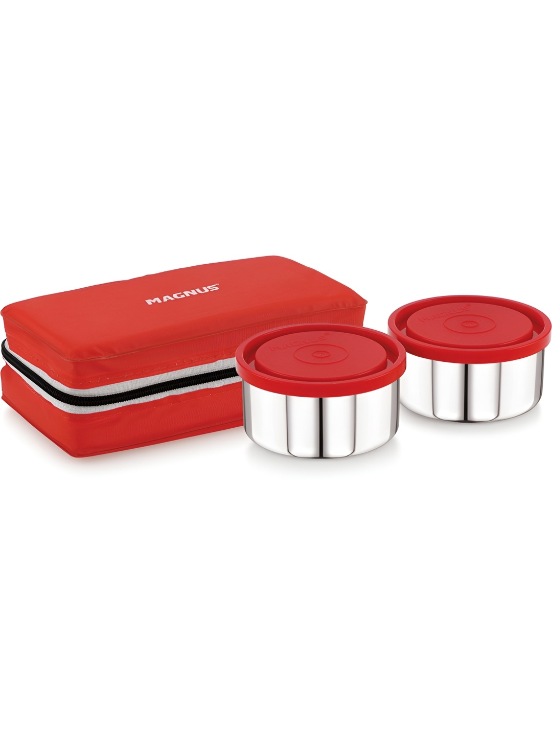 

MAGNUS Red 2 Pieces Stainless Steel Lunch Box With Washabel Cover
