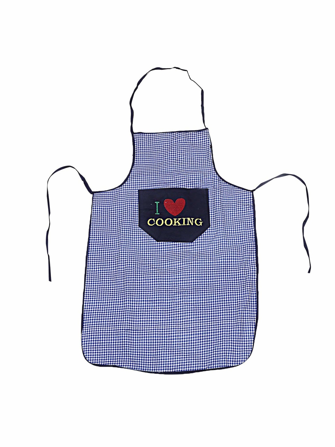 

Kuber Industries Unisex Blue & Black Checked Cotton Aprons