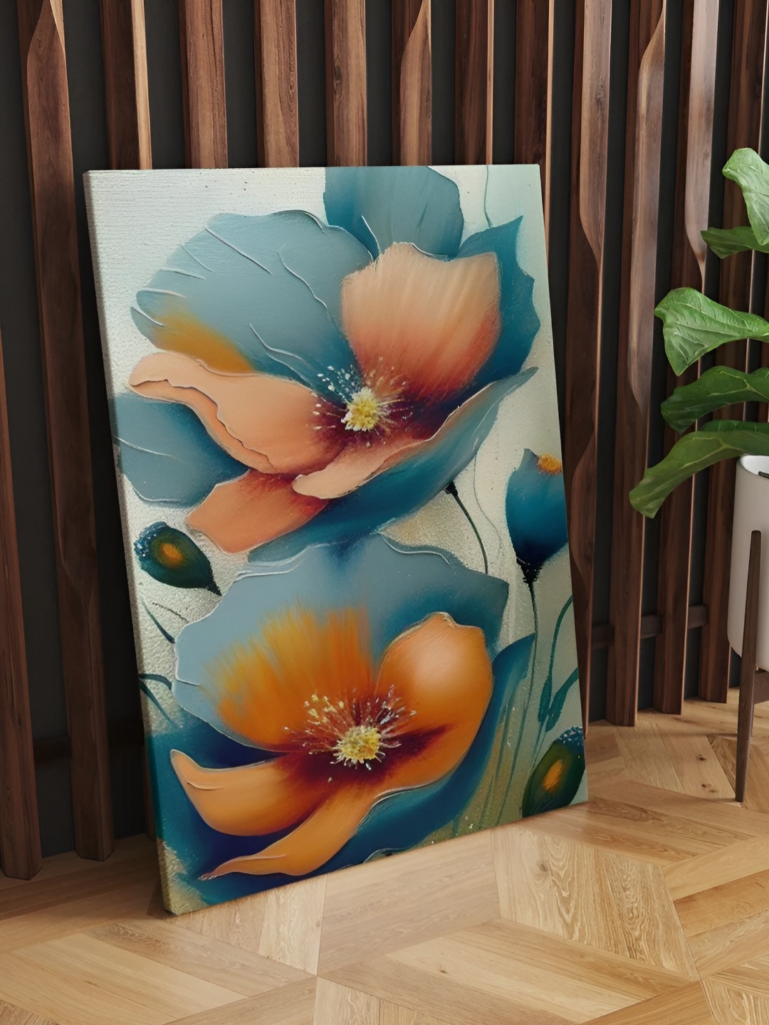 

CLAWCRAFTS Blue & Peach Wooden Wall Art