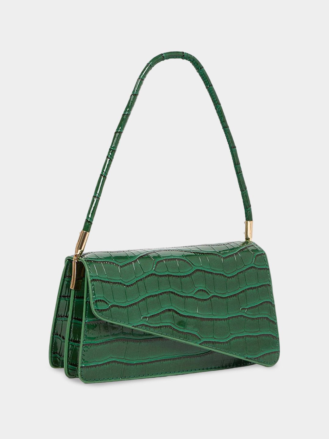 

Styli Teal Green Textured Structured Shoulder Bag