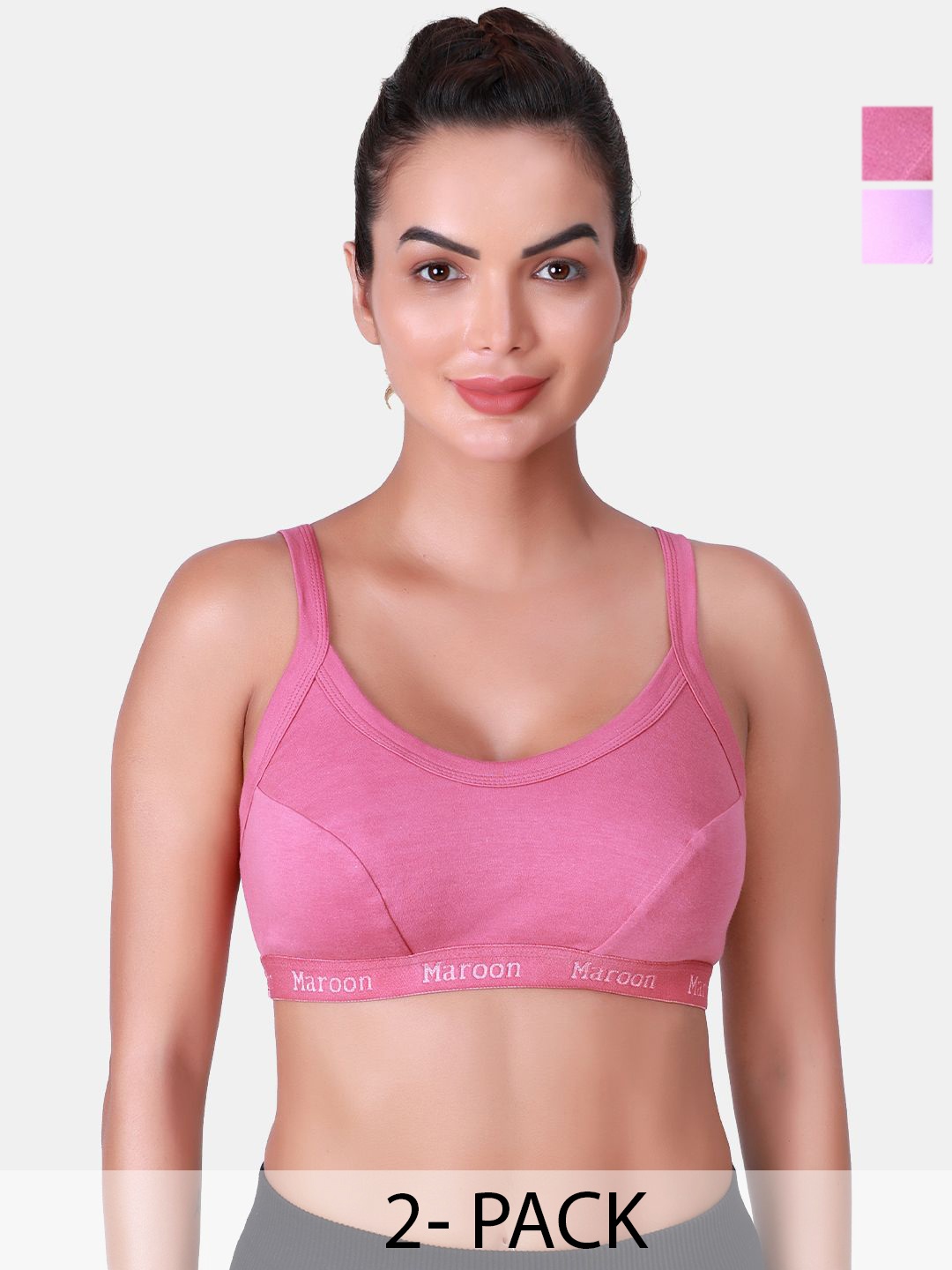 

SKDREAMS Pack of 2 Full Coverage Sports Bra, Pink