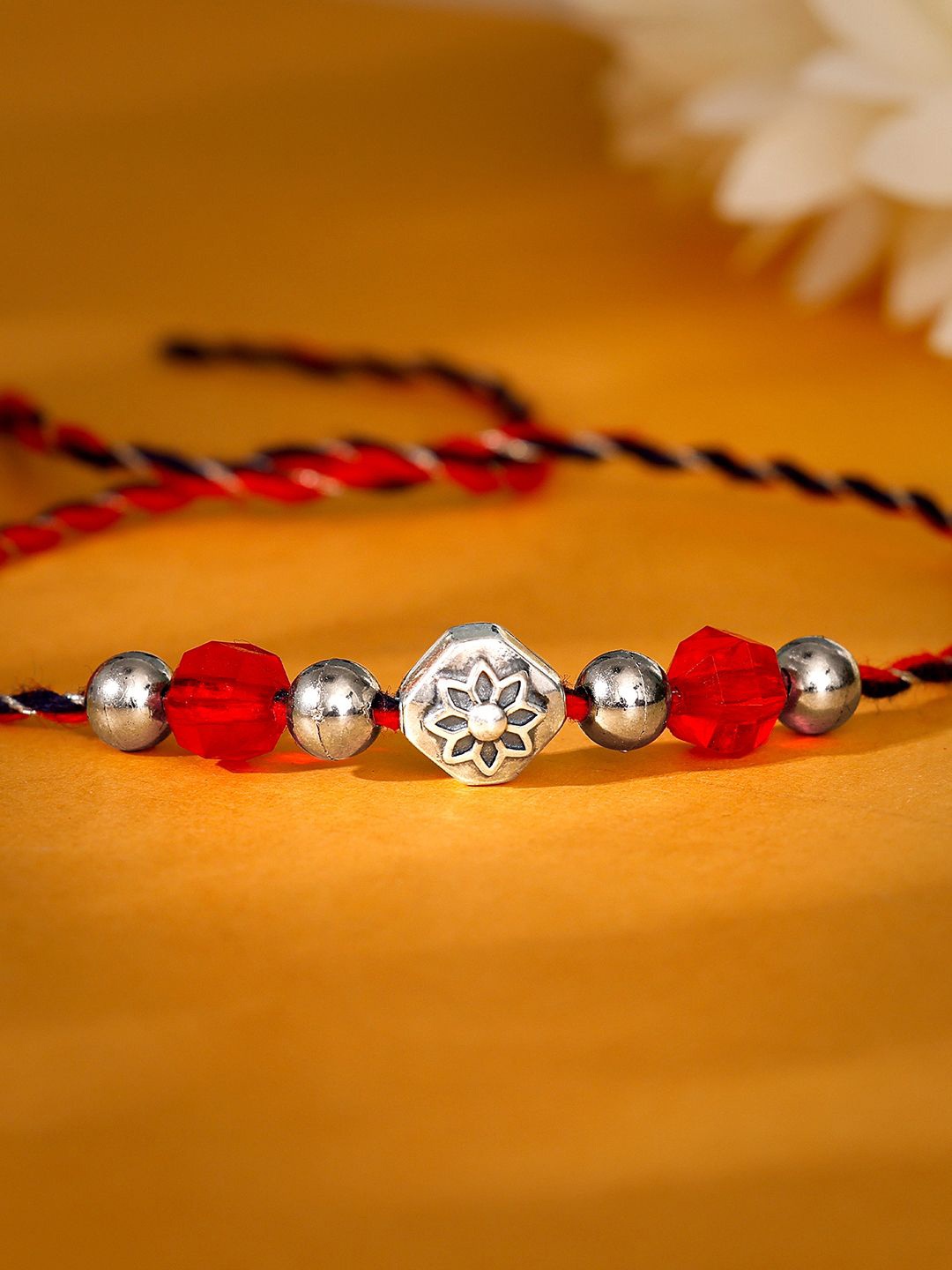

GIVA 925 Silver Classic Beaded Thread Rakhi