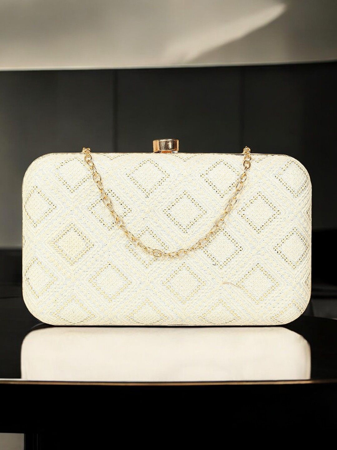 

CRUSSET Embellished Box Clutch, White