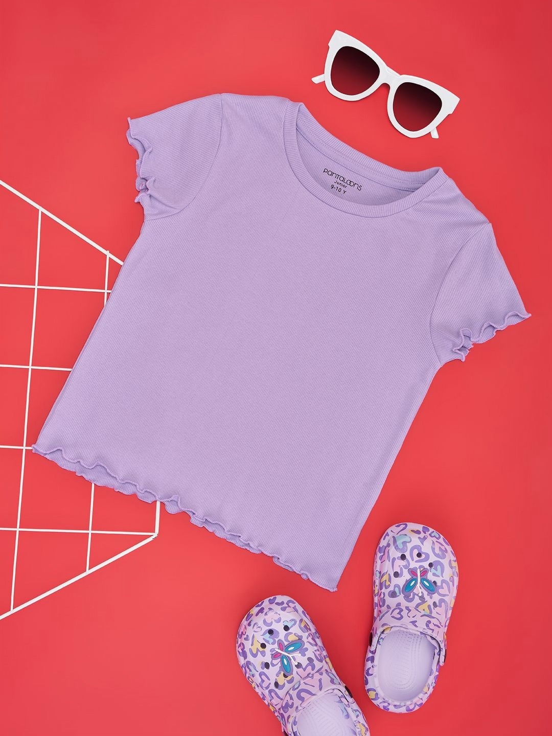 

Pantaloons Junior Girls Solid Round Neck Cotton T-Shirt, Lavender
