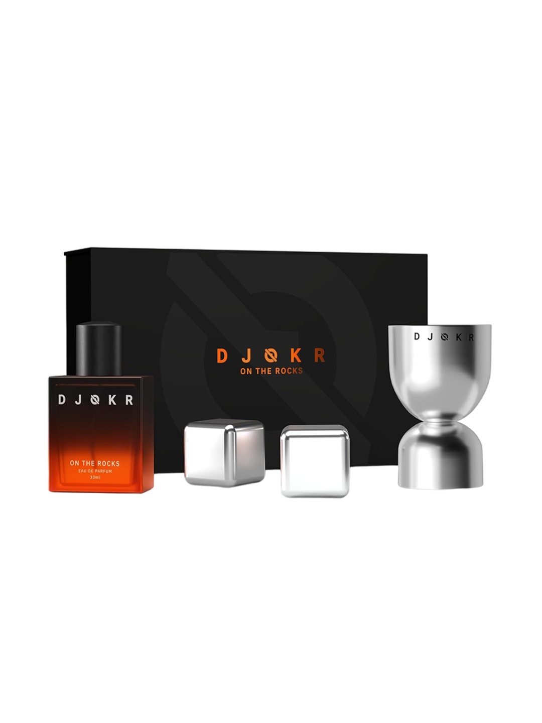 

DJOKR Men On The Rocks Eau de Parfum with Jigger and Whiskey Stones Gift Set- 30ml, Orange