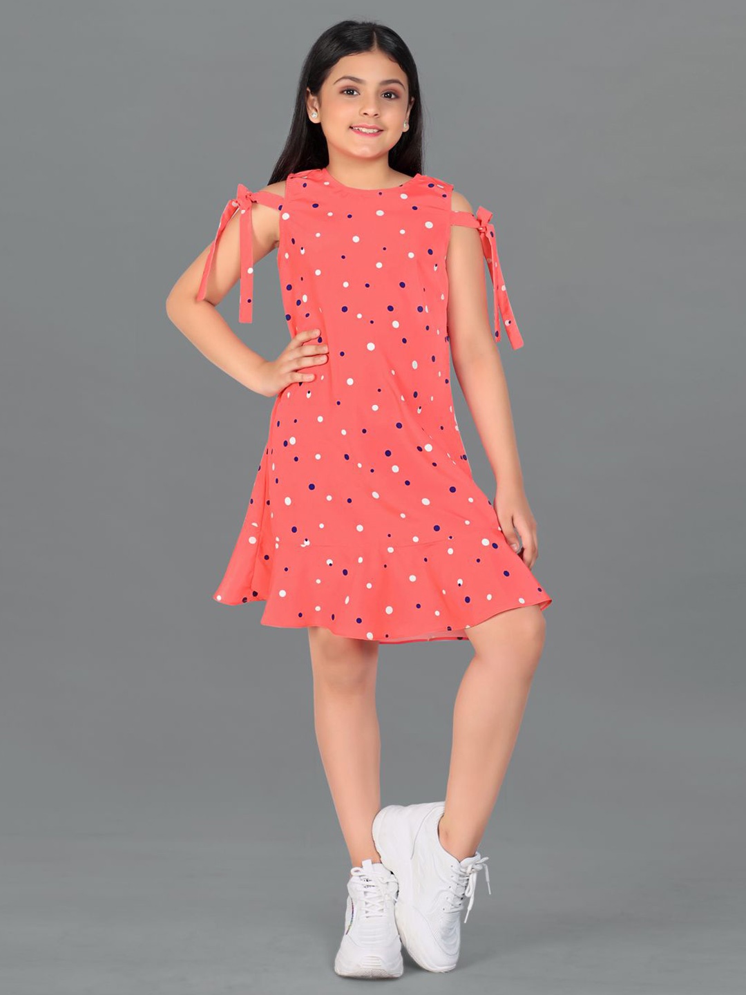 

BAESD Girls Crepe Round Neck Sleeveless Above Knee A-Line Dress, Pink