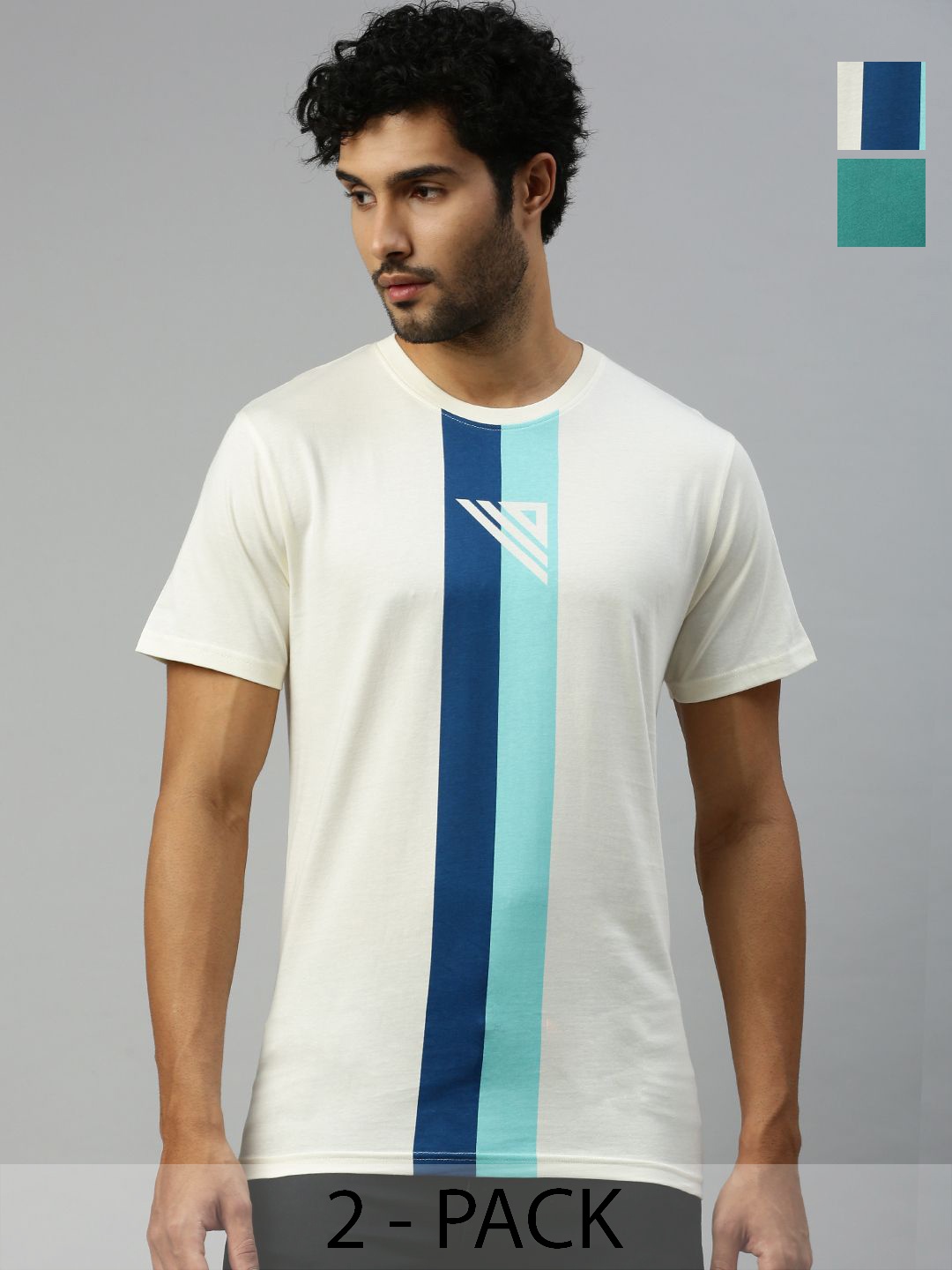 

Ramraj Men Pack Of 2 Striped Round Neck Cotton T-Shirts, Green