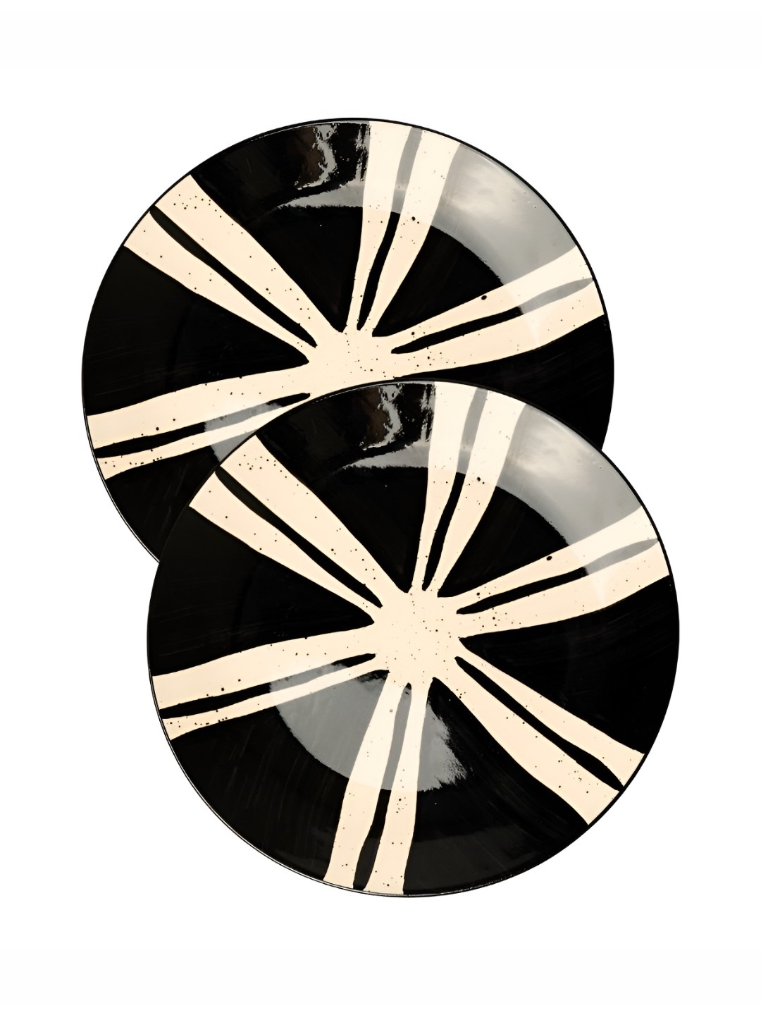 

BlackCarrot Black & White 2 Pieces Printed Ceramic Dinner Plates