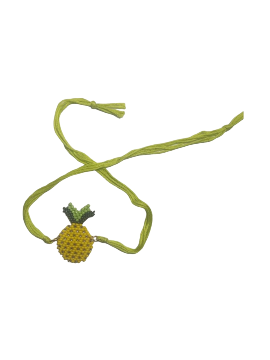 

PRIAANSHA CREATIONS Pineapple Designed Beaded Thread Rakhi With Roli Chawal, Yellow
