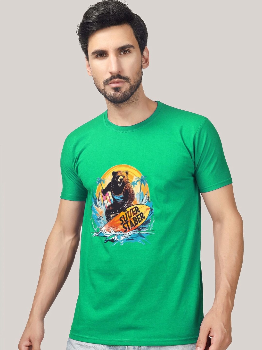 

Greylongg Men Graphic Printed Round Neck T-Shirt, Green