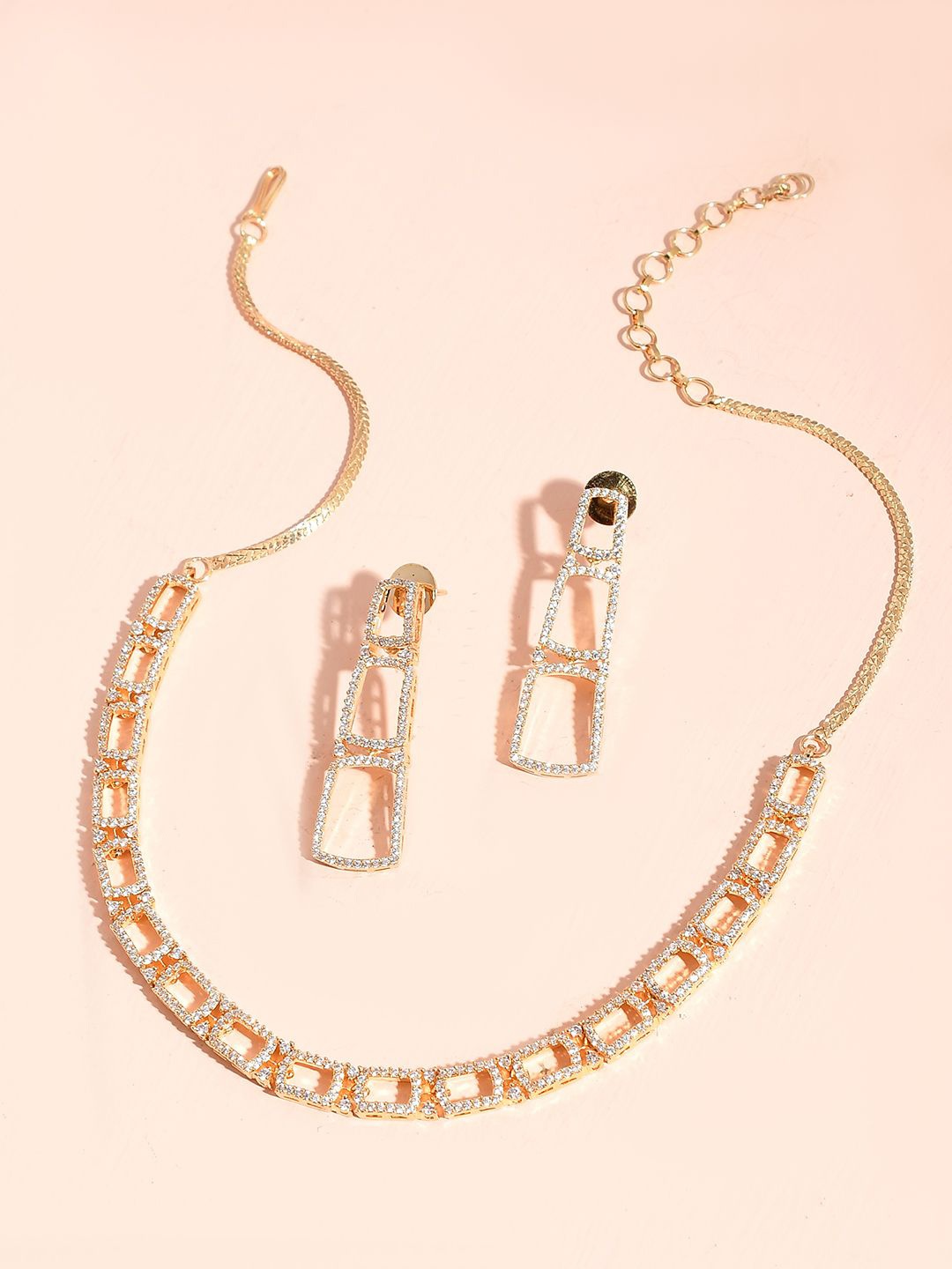 

Voylla Gold-Plated American Diamond-Studded Jewellery Set
