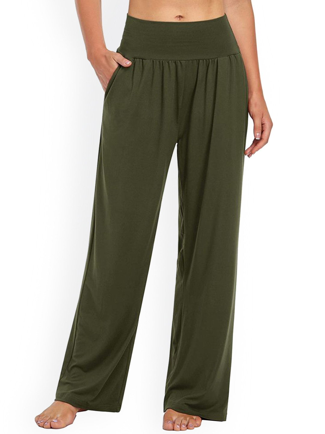 

StyleCast Women Pack of 5 Regular Fit Pleated Parallel Trousers, Green