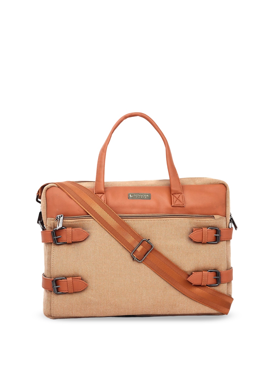 

VOYAGER PARIS Theo Textured Convertible Laptop Bag Up to 16 inch, Peach