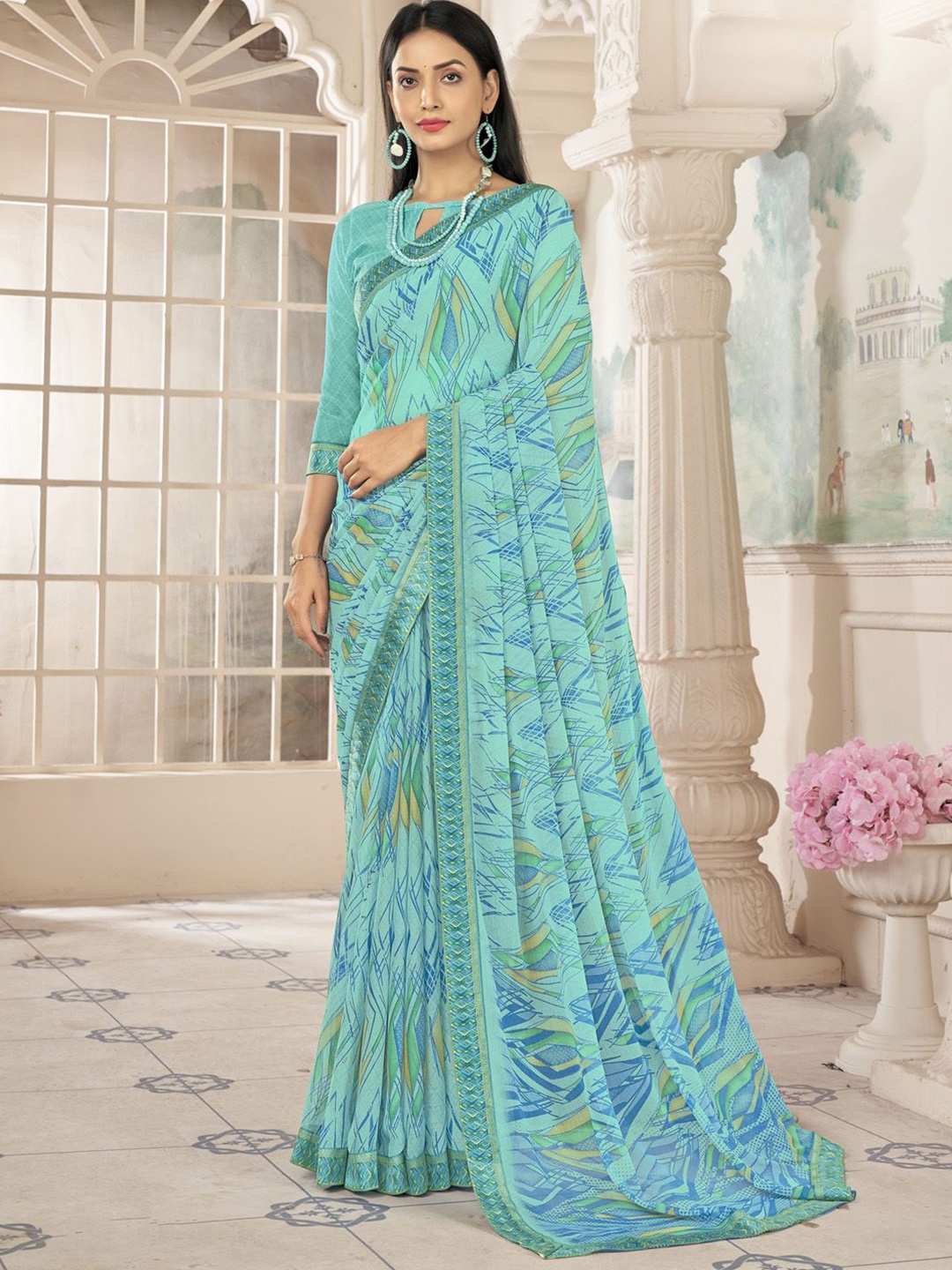 

KALINI Ethnic Embellished Bagh Saree, Blue
