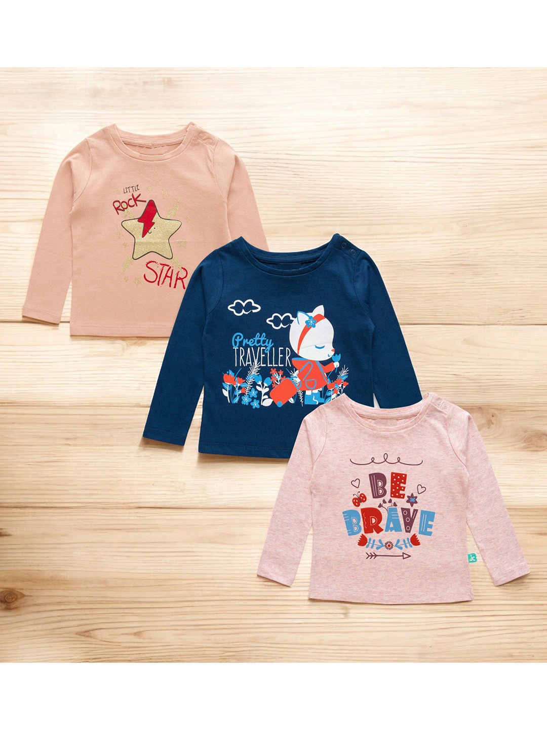 

BAESD Girls Typography Extended Sleeves Applique T-shirt, Multi