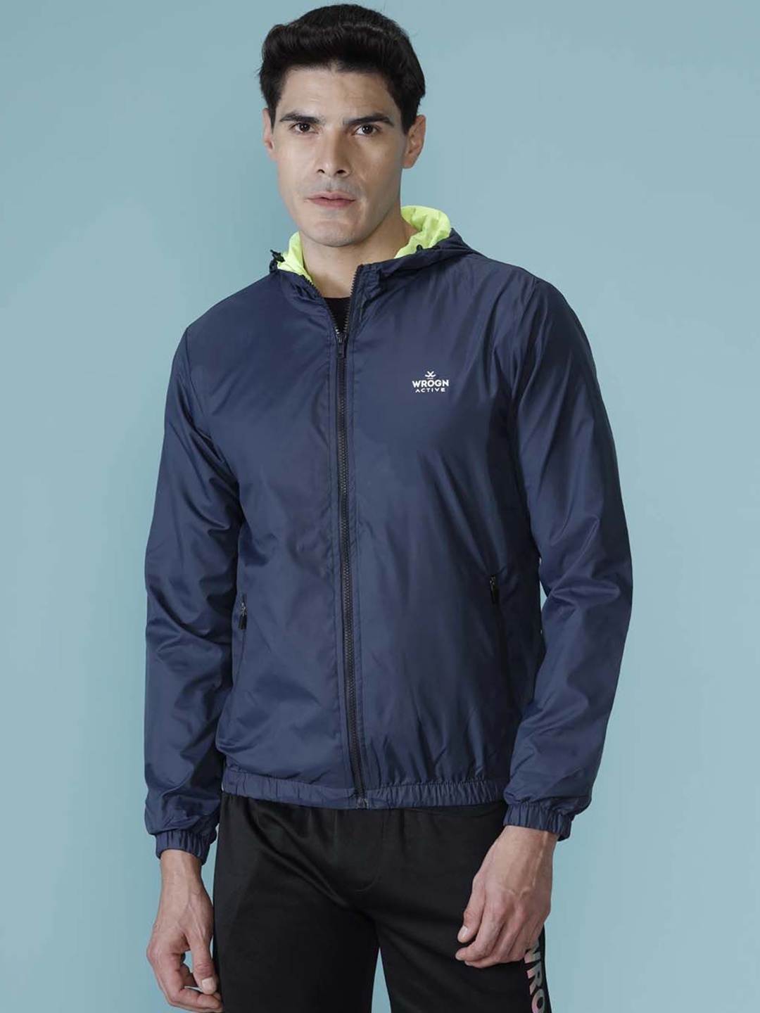 

WROGN Men Crop Sporty Jacket, Navy blue