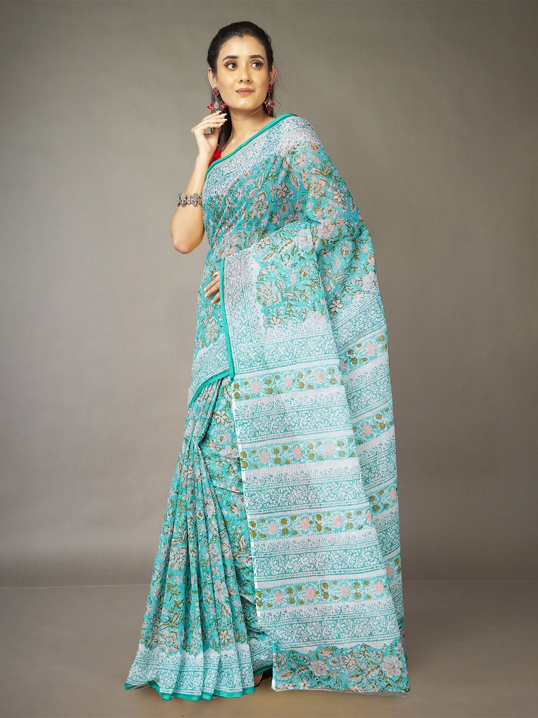 

Unnati Silks Floral Handloom Kota Saree, Green