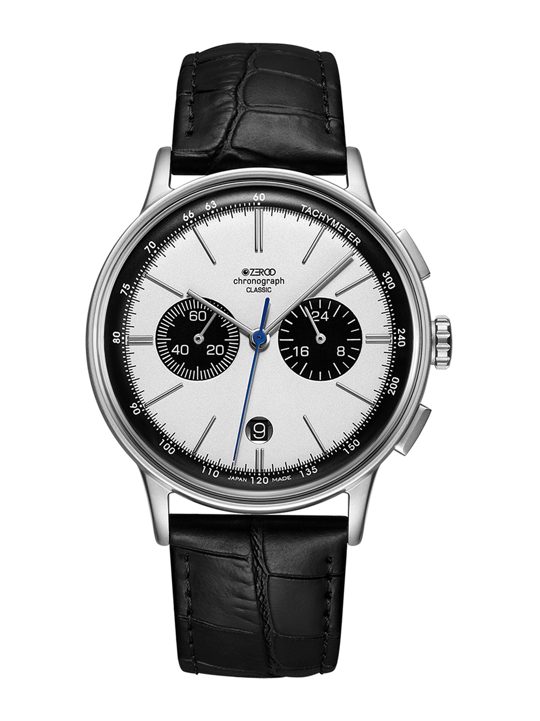 

ZEROO Unisex Dial & Leather Straps Analogue Chronograph Watch ZC003SWB, Black