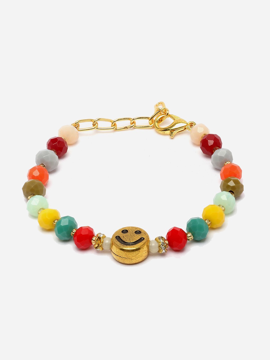 

Sangria Gold-Toned Smiley Beaded Wraparound Rakhi