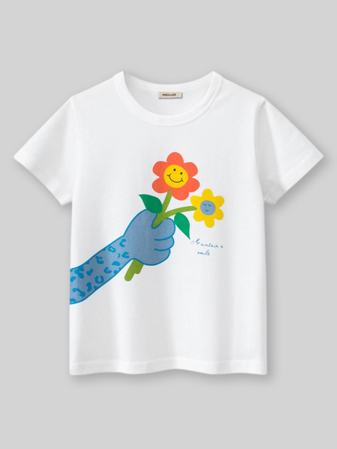 

INCLUD Girls Graphic Printed Round Neck Cotton T-Shirt, Beige