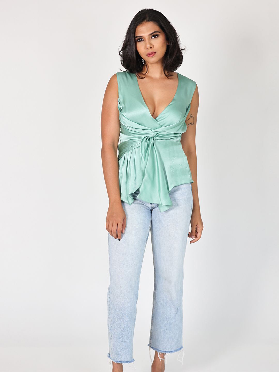 

Arya Giri Satin Top, Sea green